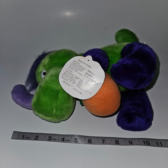 VTG Kellytoy Halloween Plush 9.5" Toy Dinosaur Pumpkin Green Purple Orange w/TAG - Picture 10 of 12